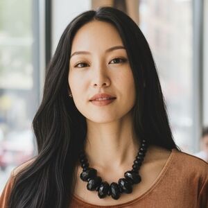 Joan Rivers Signed Black Faceted Chunky Statement Womens Necklace 19” Adjustable